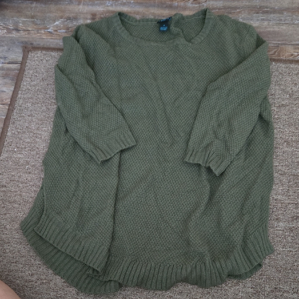 Rue21 Green Crew Neck Sweater with Chunky Knit Texture